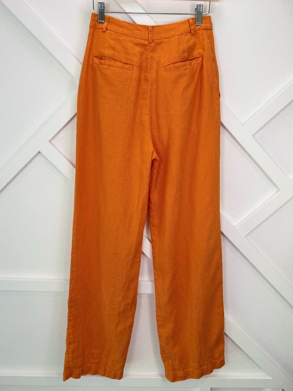 Reformation Vesta Wide Leg 100% Linen Citrus Orange Size 2